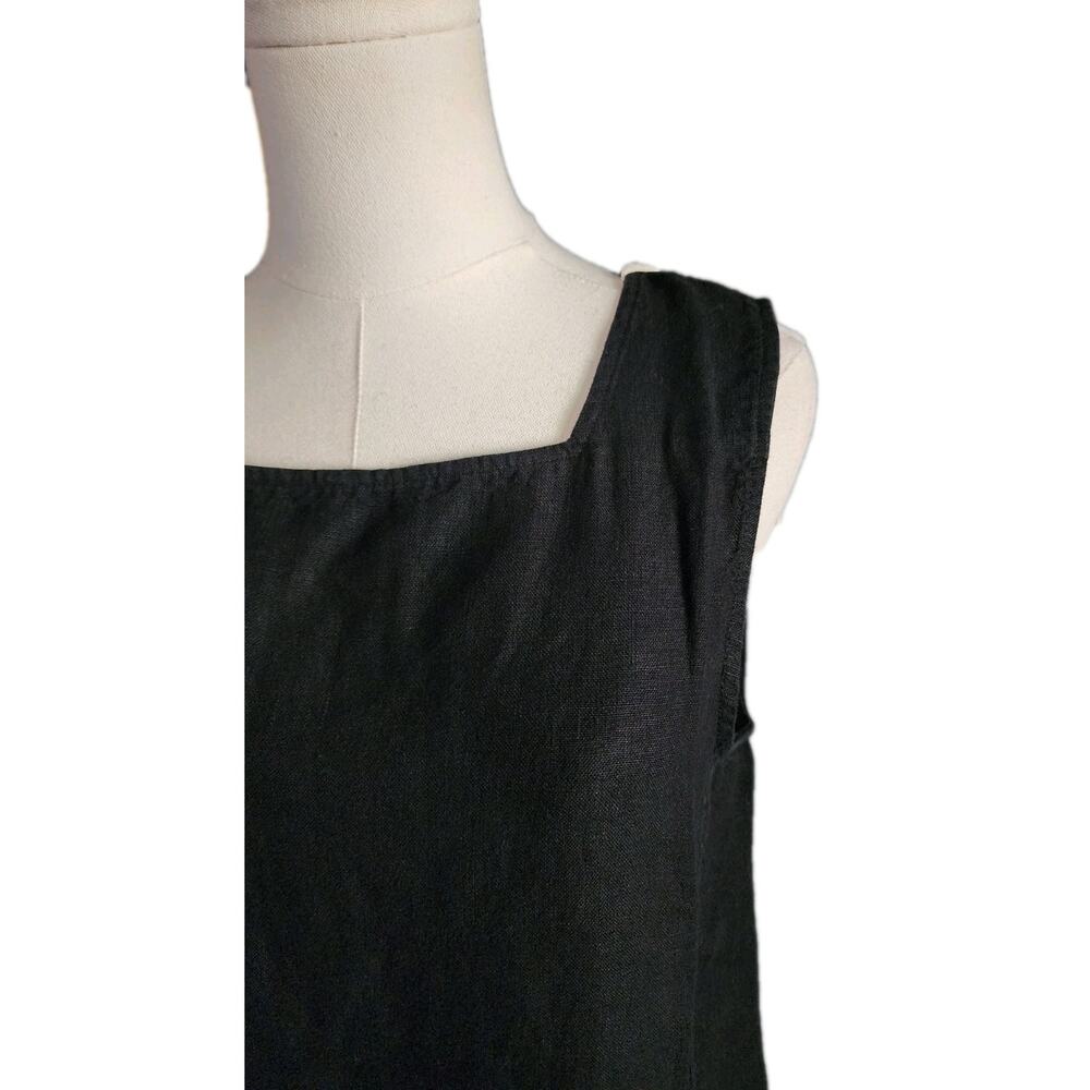 NWT MATE The Label 100% Organic Linen Sqaure Neck Mini Dress Black Size Medium - Picture 2 of 6